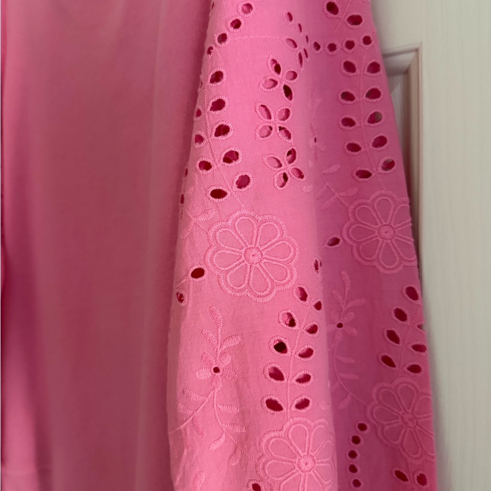 Talbots Pink Eyelet Long-Sleeve Top. Pretty Embroidered Sleeves!Medium 🌸🩷🌸 - Picture 3 of 5